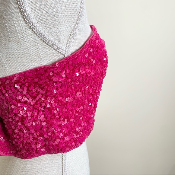 NWT SHEIN SXY Pink Sequin Crop Tube Top L - Picture 3 of 9
